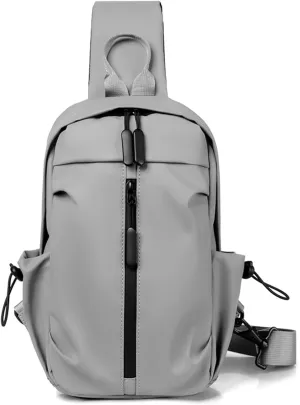 Crossbody Sling Bag for Men and Women,Waterproof Chest Bag Traveling Backpack Hiking Daypack Messenger Bag(Gray)