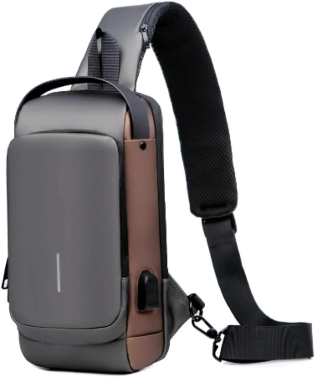 Crossbody Sling Bag for Men and Women,Waterproof Chest Bag Traveling Backpack Hiking Daypack Messenger Bag(Grey brown)