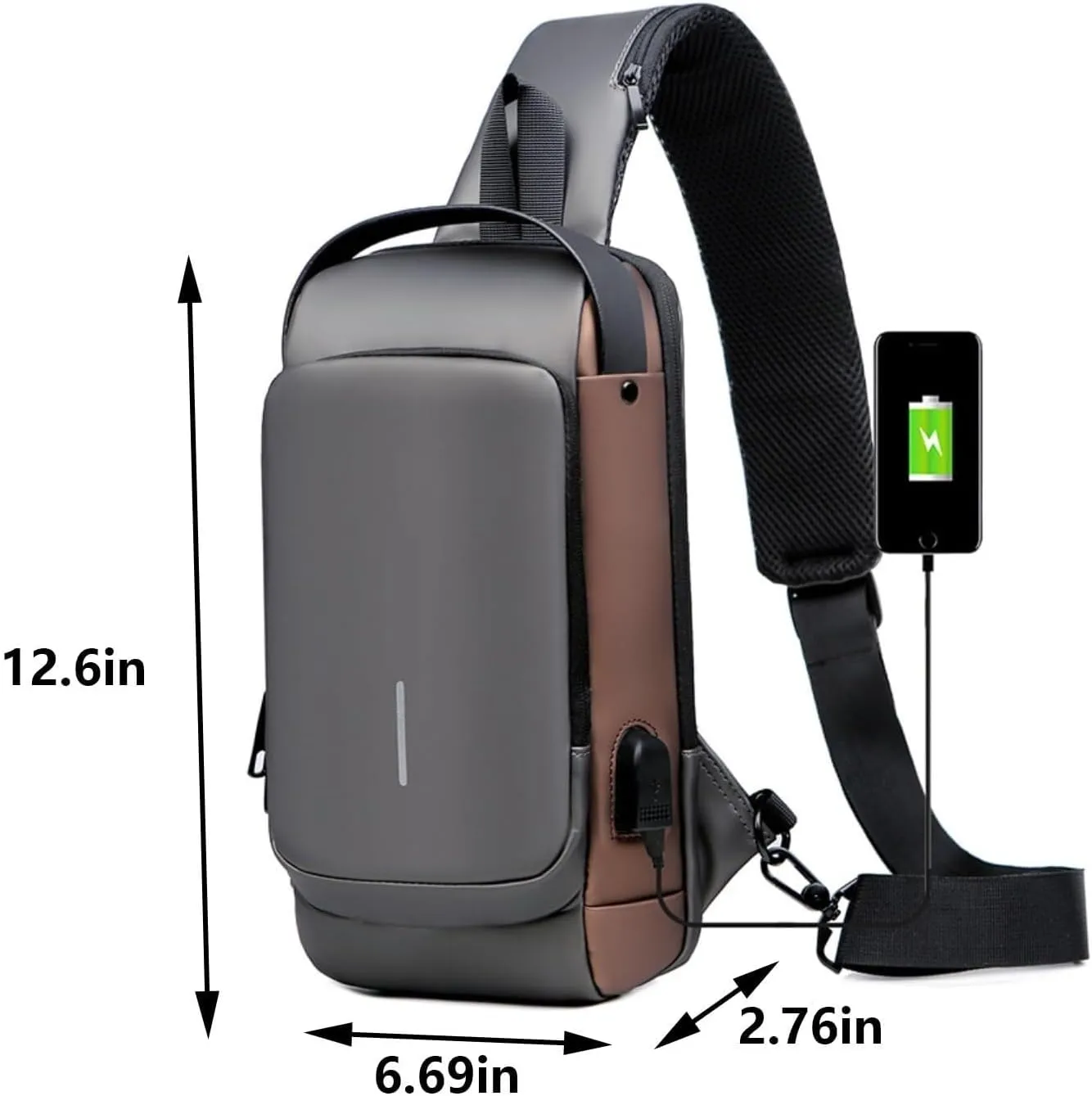 Crossbody Sling Bag for Men and Women,Waterproof Chest Bag Traveling Backpack Hiking Daypack Messenger Bag(Grey brown)