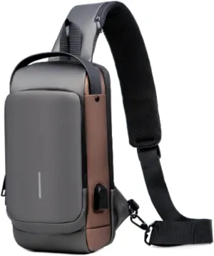 Crossbody Sling Bag for Men and Women,Waterproof Chest Bag Traveling Backpack Hiking Daypack Messenger Bag(Grey brown)