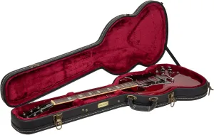 Crossrock Wooden Guitar Case -Fits SG Electric Guitars -Vintage Hardware, Sponge Lining, Metal Feet, Storage Space-Black (CRW520SGBK)