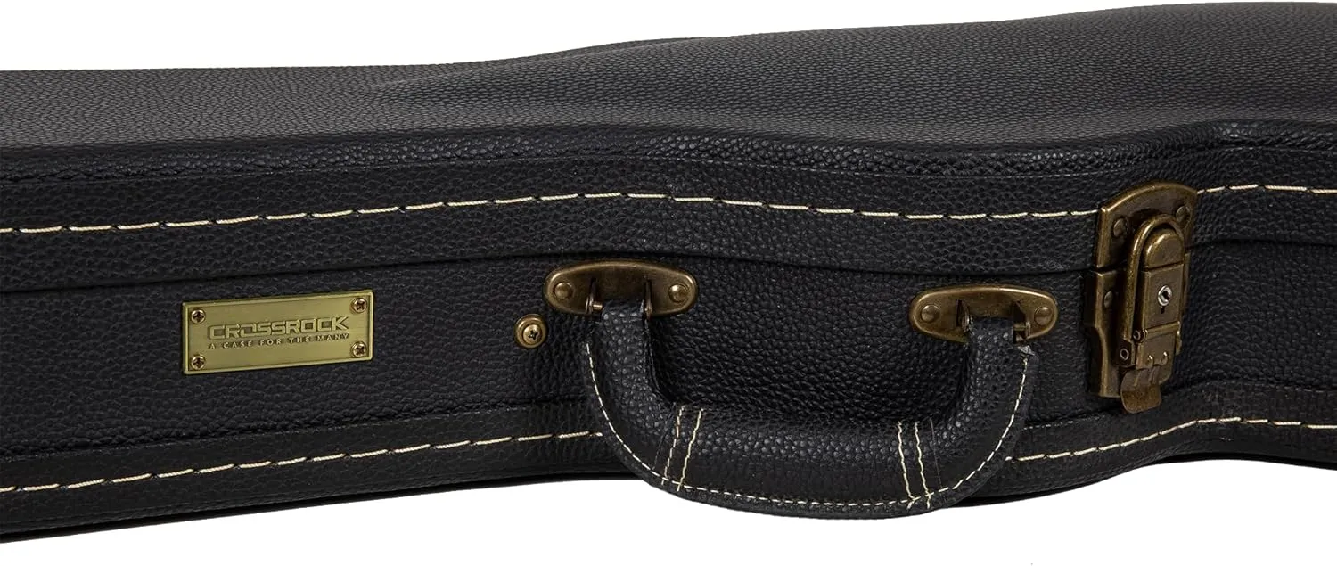 Crossrock Wooden Guitar Case -Fits SG Electric Guitars -Vintage Hardware, Sponge Lining, Metal Feet, Storage Space-Black (CRW520SGBK)