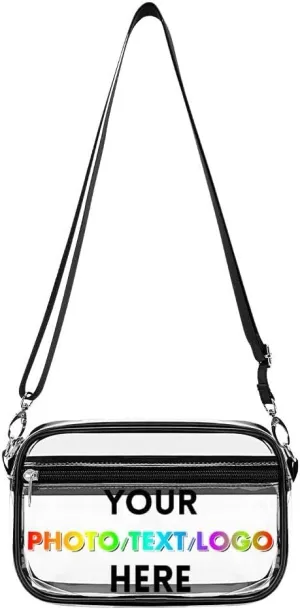 Custom Clear Crossbody Bag with Name/Photo/Text,Personalized Transparent Bag for Concert,Beach,Travel & Sports