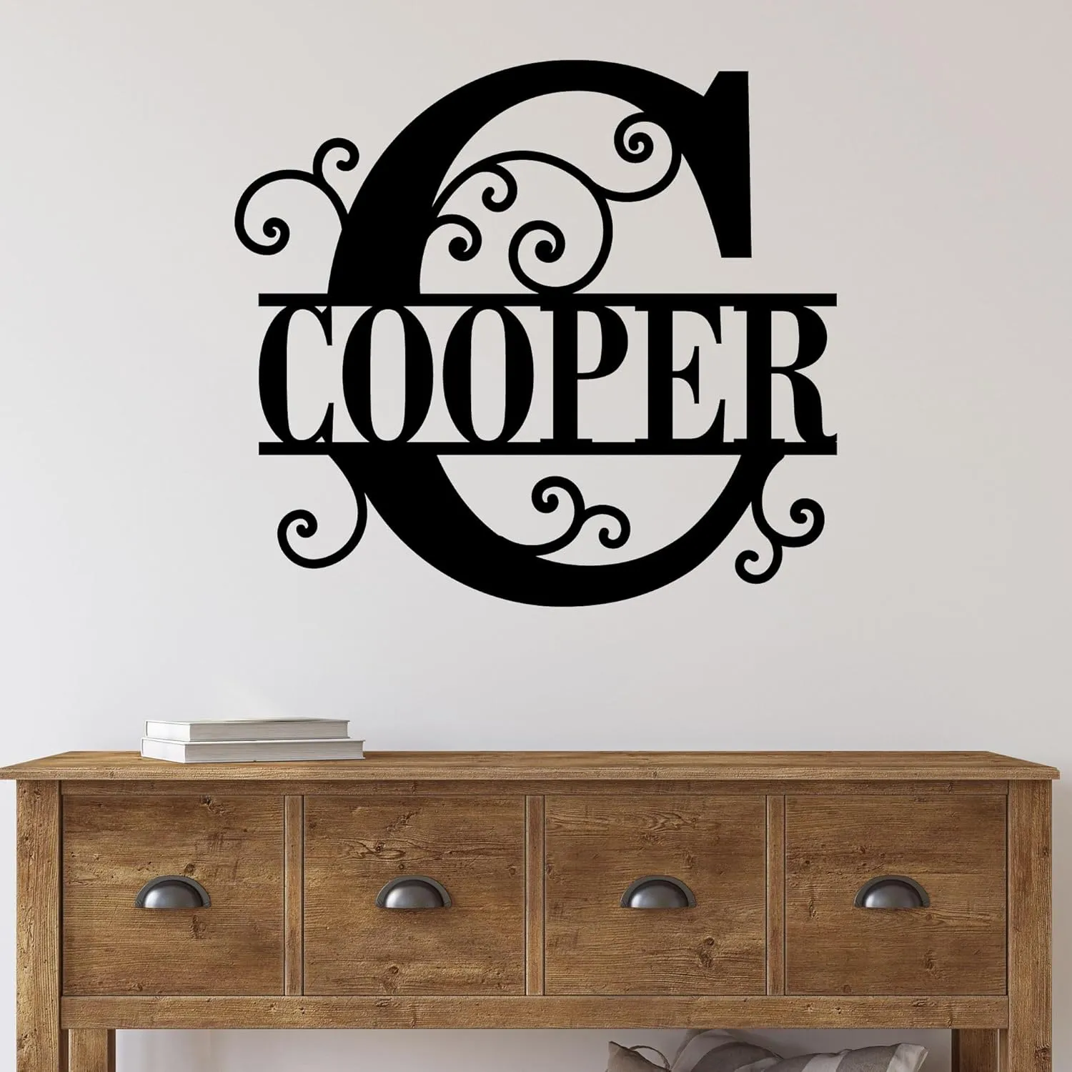 Custom Split Letter Monogram | Personalized Metal Name Sign | Vintage Swirl Wall Art | Family Last Name Metal Sign | Personalized Wedding Gift | Personalized Gift