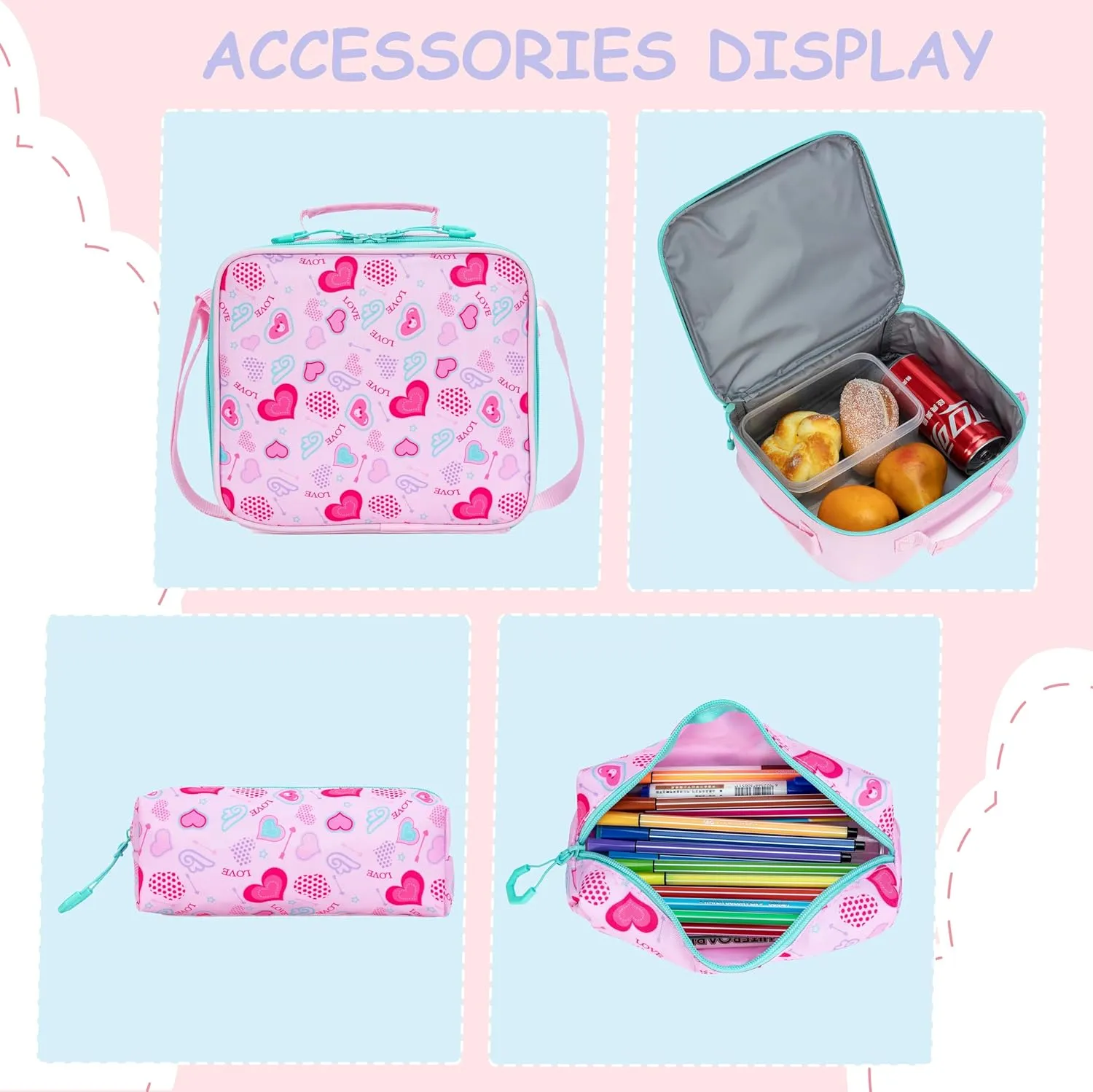 Cute Backpack for Girls Aesthetic Backpack School Backpack for Girls Backpack with Lunch Box Back to School Supplies