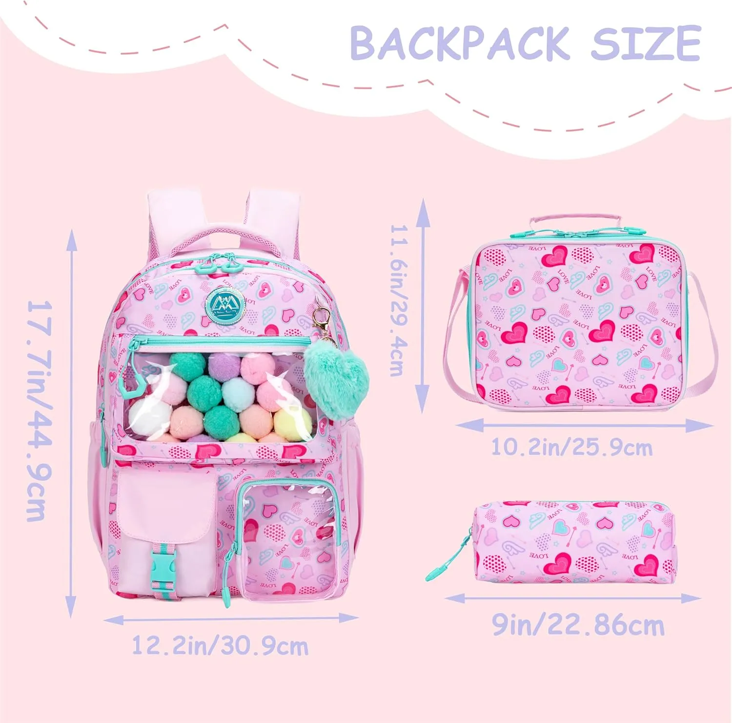 Cute Backpack for Girls Aesthetic Backpack School Backpack for Girls Backpack with Lunch Box Back to School Supplies
