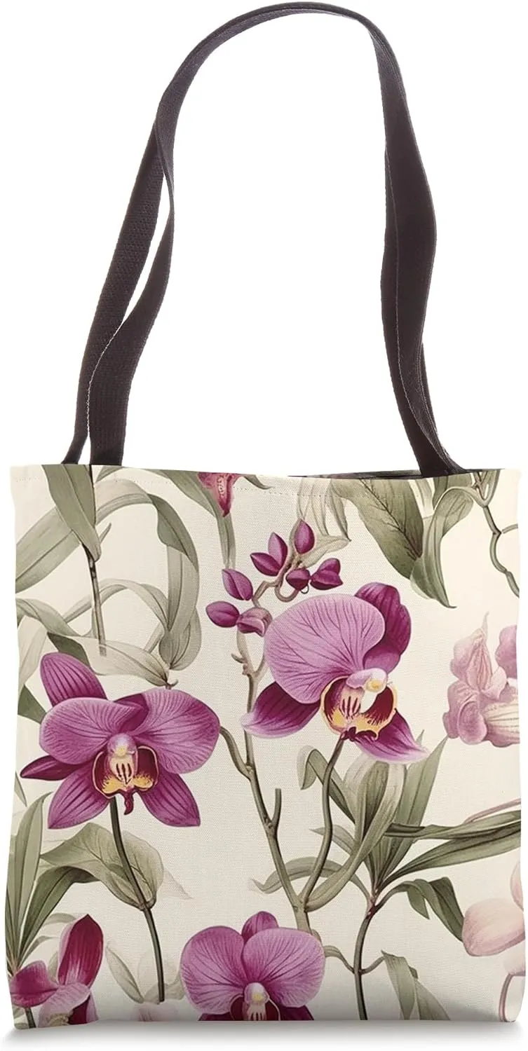 Cute Purple Orchid Flower Tote Bag
