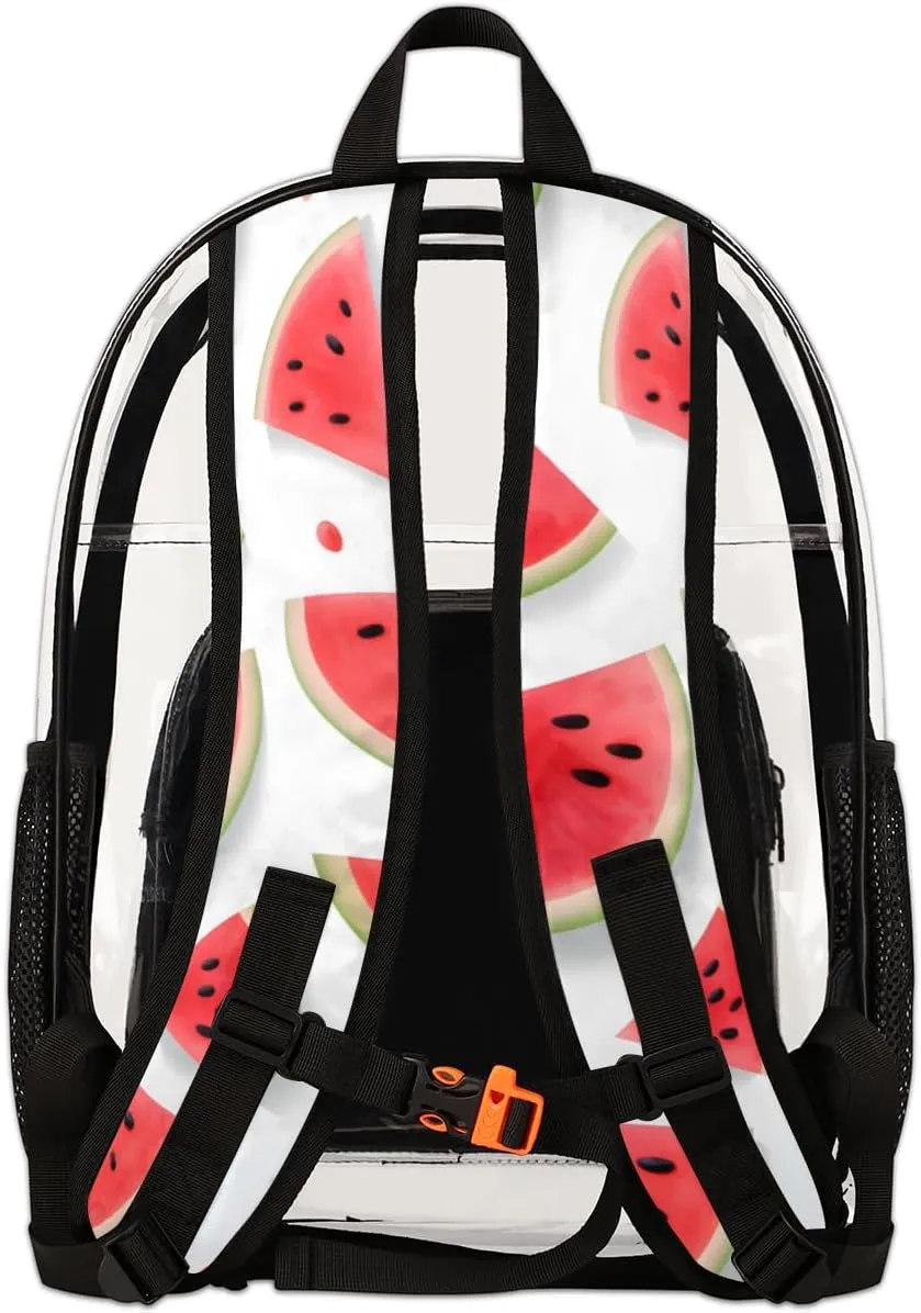 Cute Watermelon Print Personalized Clear Backpack Custom Large Clear Backpack Heavy Duty PVC Transparent Backpack with Reinforced Strap