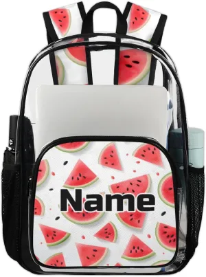 Cute Watermelon Print Personalized Clear Backpack Custom Large Clear Backpack Heavy Duty PVC Transparent Backpack with Reinforced Strap