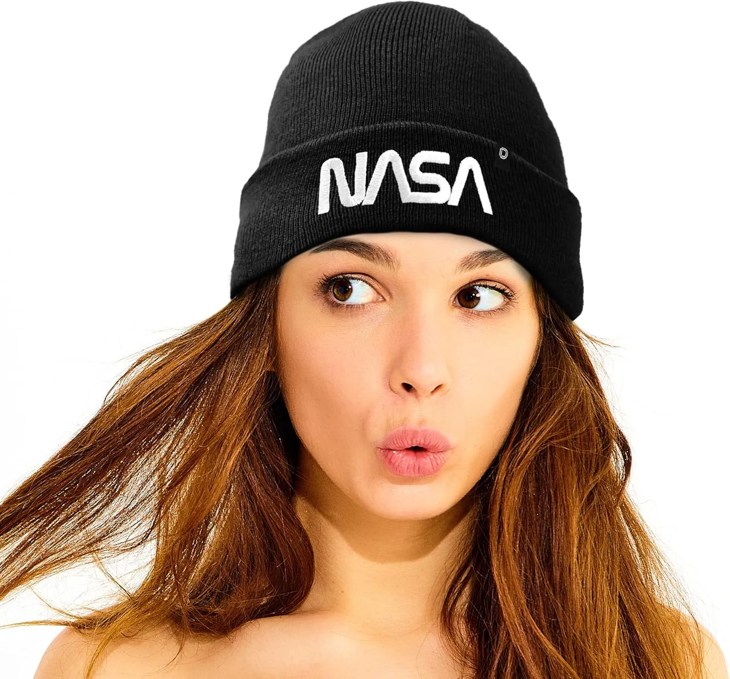 DALIX Embroidered NASA Worm Logo Beanie
