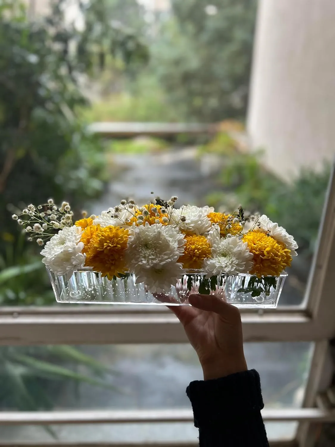 D&D Living 4 Pack Leak-Proof Wave Design Acrylic Long Rectangle Vases for Table Centerpieces - 48" Clear Flower Vases with 12 Holes as Floral Centerpieces