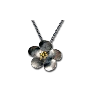 Daniel Flower Silver Pendant Necklace