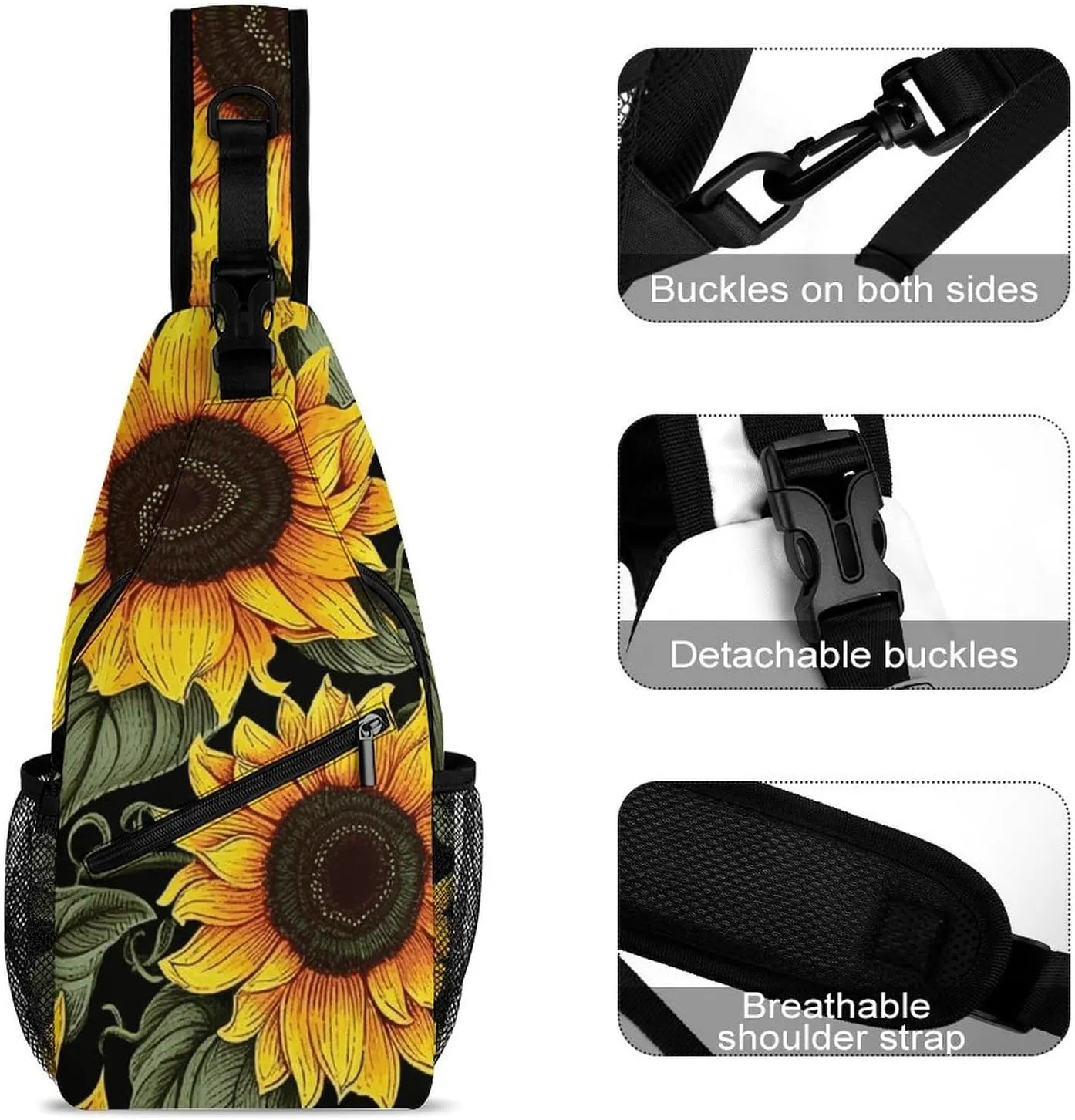 Dark And Light Colors Sling Bag Lightweight Crossbody Chest Pack Travel Shoulder Bag with Adjustable Strap