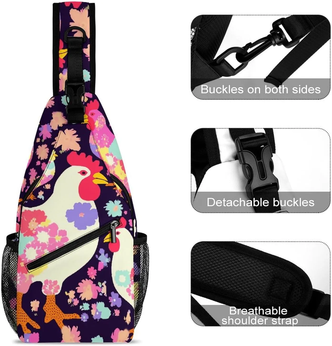 Dark And Light Colors Sling Bag Lightweight Crossbody Chest Pack Travel Shoulder Bag with Adjustable Strap