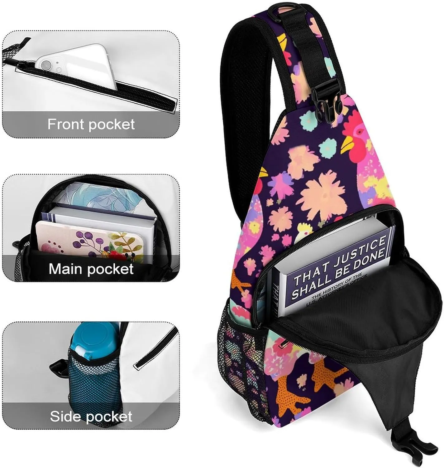 Dark And Light Colors Sling Bag Lightweight Crossbody Chest Pack Travel Shoulder Bag with Adjustable Strap