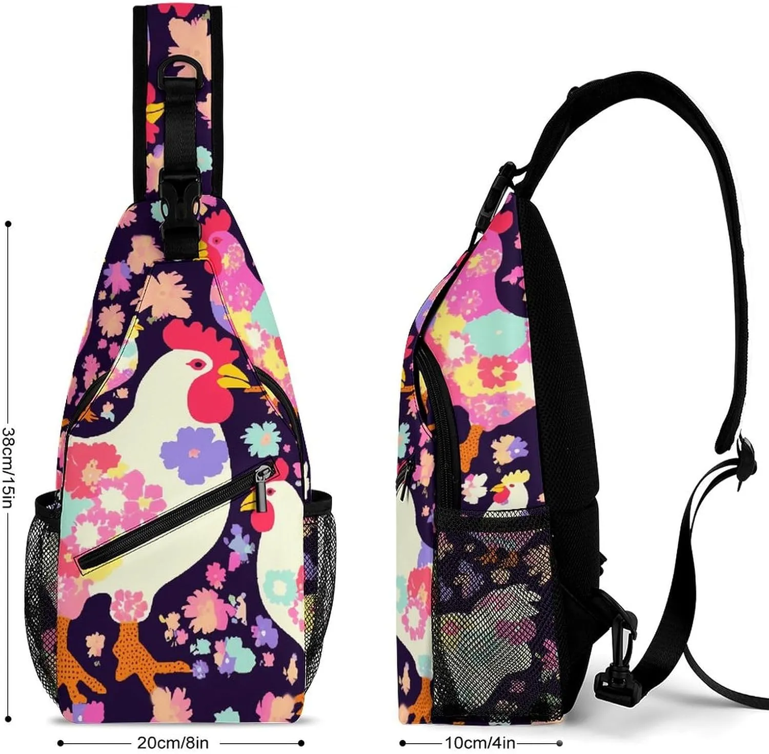 Dark And Light Colors Sling Bag Lightweight Crossbody Chest Pack Travel Shoulder Bag with Adjustable Strap