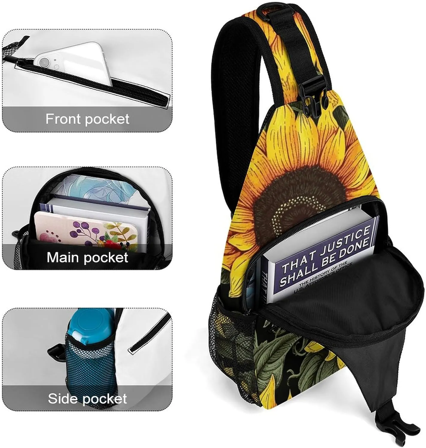 Dark And Light Colors Sling Bag Lightweight Crossbody Chest Pack Travel Shoulder Bag with Adjustable Strap