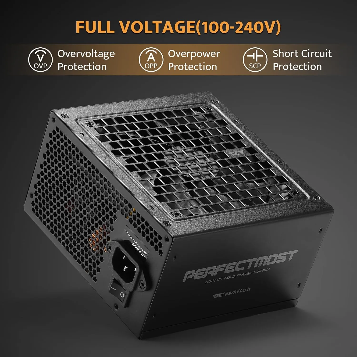 darkFlash PMT850 Fully Modular Power Supply ATX 3.1& PCIe 5.1 Ready, 12VHPWR Cable Included, 100% Japanese 105°C Capacitors, 80 Plus Gold Gaming PSU, Compact 150mm Size, 5 Year Warranty(Black)