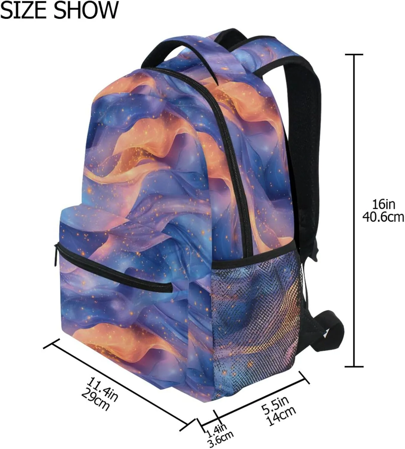 Day Backpack for Women Men Waterproof Personal Backpack with Chest Strap for College Work Peach Blue Purple