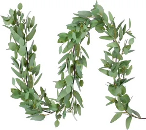 DearHouse 5.5ft Seeded Eucalyptus Garland, Artificial Vines Faux Eucalyptus Leaves Table Garland Artificial Greenery Wedding Backdrop Arch Wall Decor