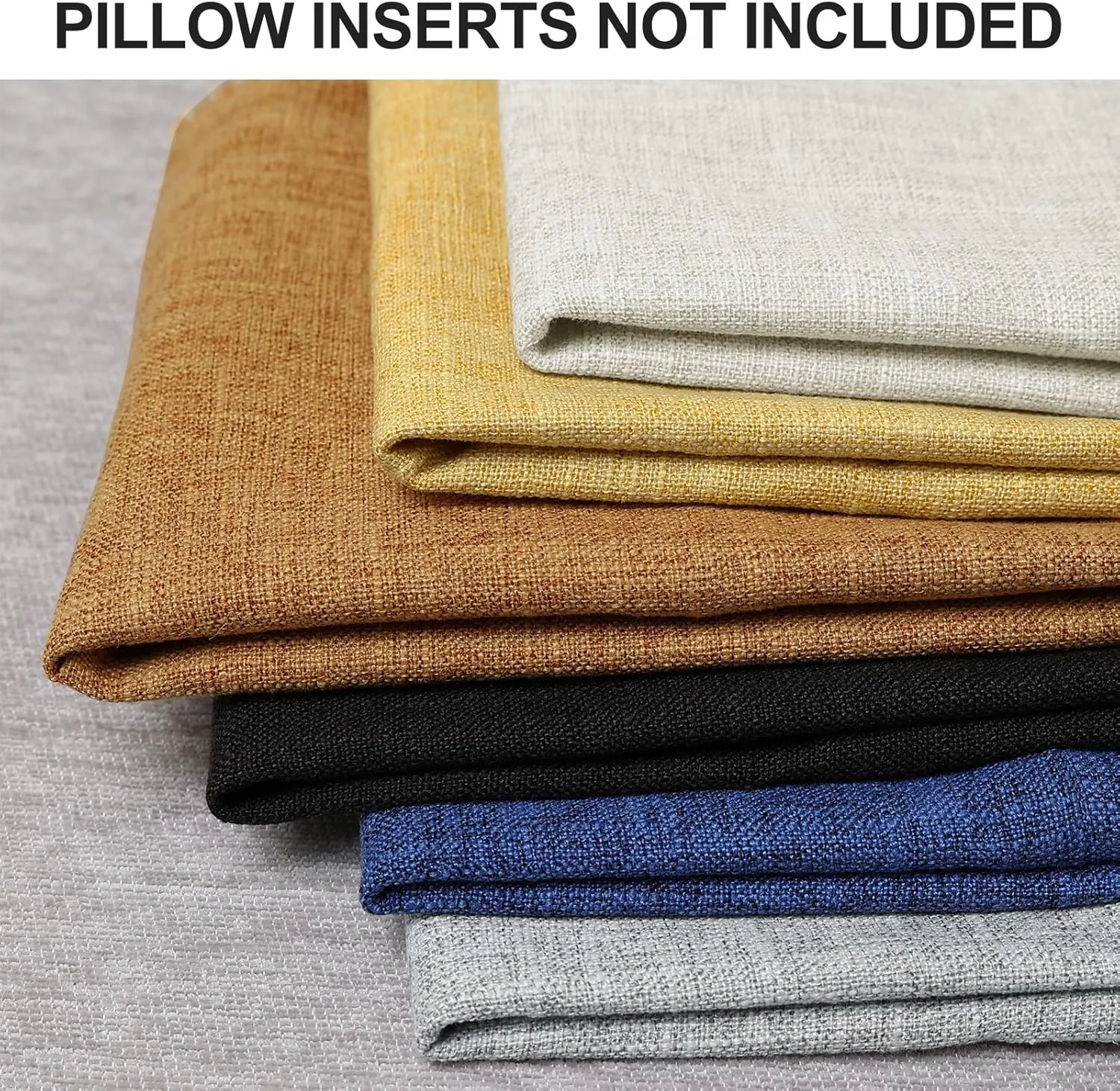 decorUhome Decorative Outdoor Throw Pillow Covers 18x18 Set of 2, Square Linen Rustic Neutral Farmhouse Pillow Covers with Stitched Edge for Couch, Sofa, Living Room, Beige