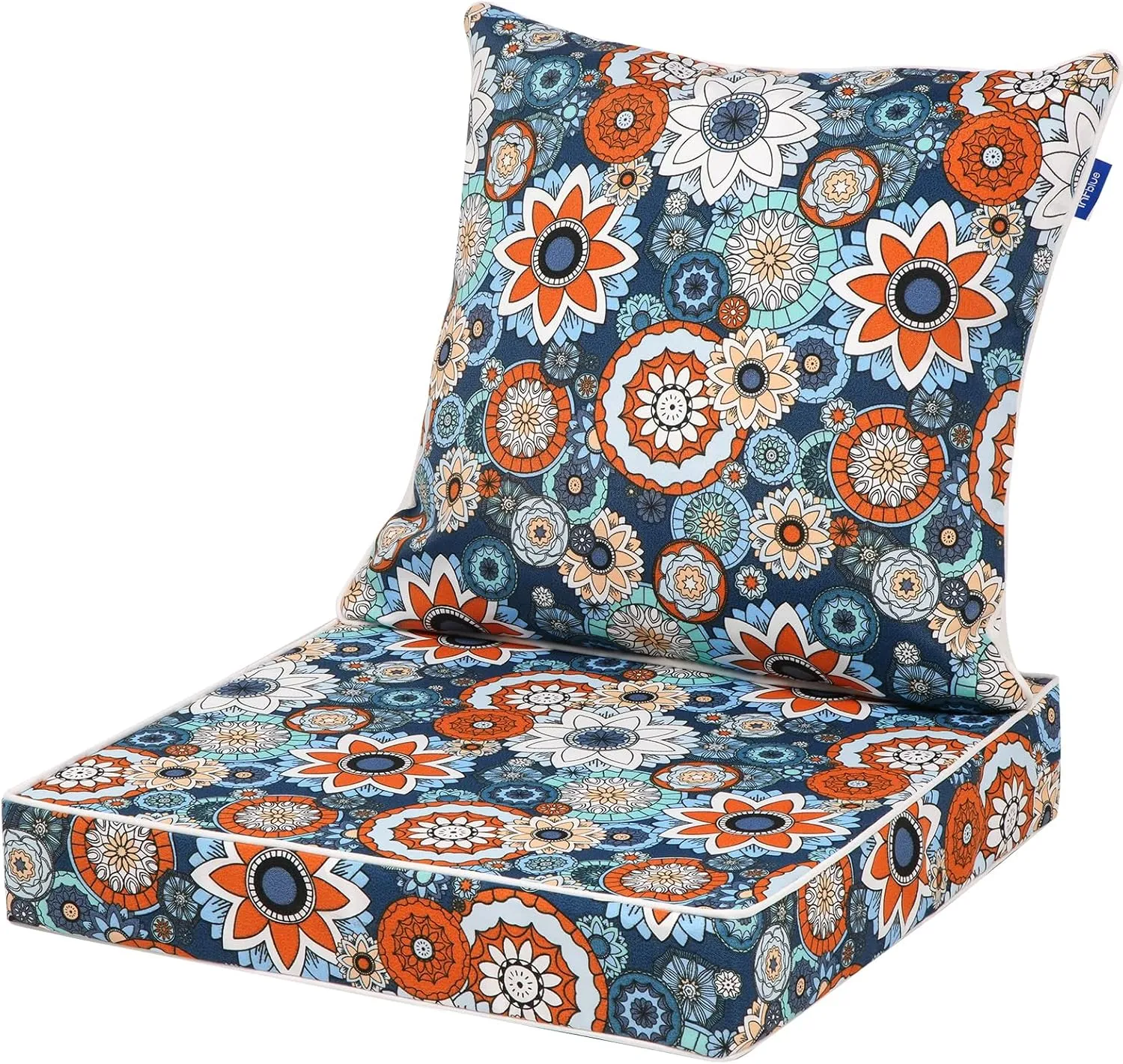 Deep Seat Cushions, Outdoor Cushions, Patio Furniture Cushions, Deep Seat & Back Cushion Patio Cushions for Backyard Couch Sofa Fade Resistant (22x24x4 in, Blue Chrysanth)