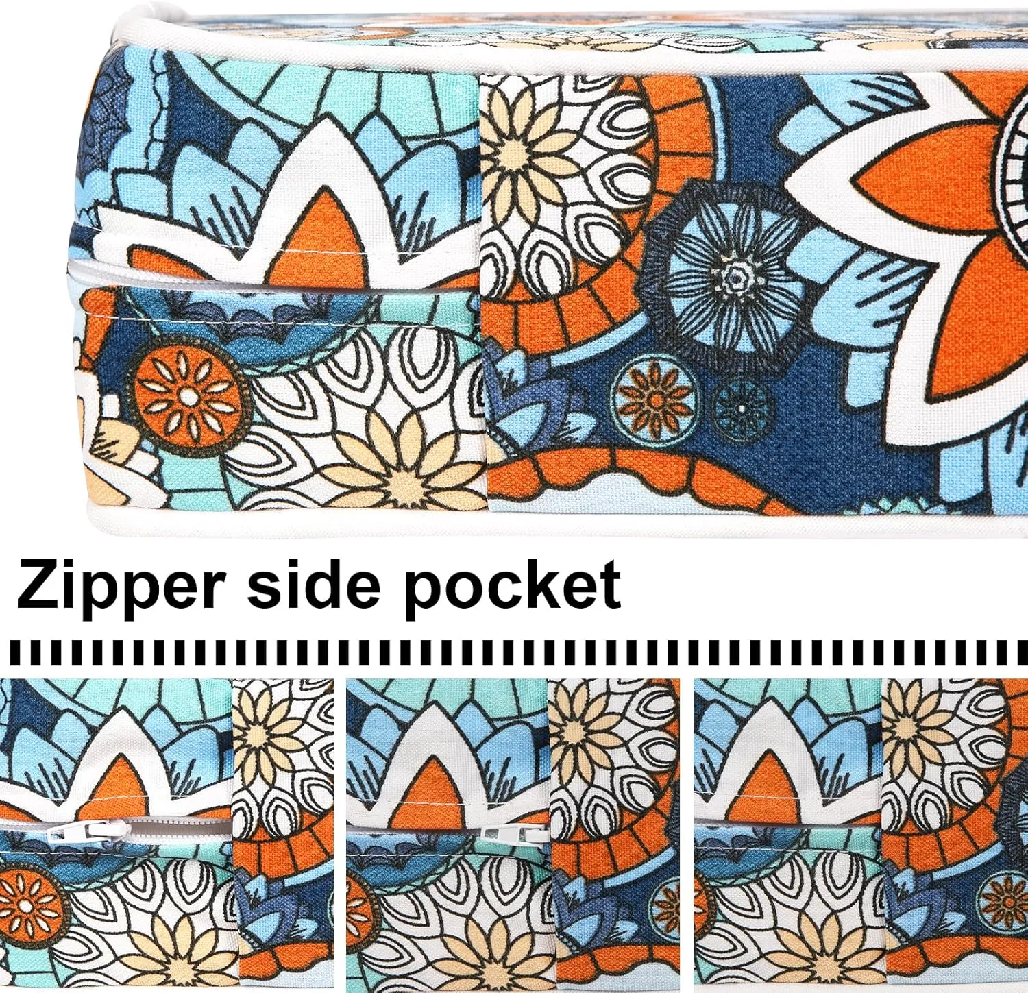 Deep Seat Cushions, Outdoor Cushions, Patio Furniture Cushions, Deep Seat & Back Cushion Patio Cushions for Backyard Couch Sofa Fade Resistant (22x24x4 in, Blue Chrysanth)