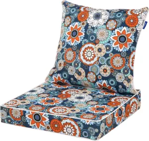 Deep Seat Cushions, Outdoor Cushions, Patio Furniture Cushions, Deep Seat & Back Cushion Patio Cushions for Backyard Couch Sofa Fade Resistant (22x24x4 in, Blue Chrysanth)