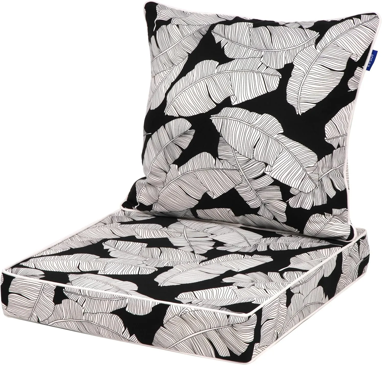Deep Seat Cushions, Outdoor Cushions, Patio Furniture Cushions, Deep Seat & Back Cushion Patio Cushions with Rmoveable Cover for Backyard Couch Sofa Fade Resistant (19x19x3 in, Black Leaves)