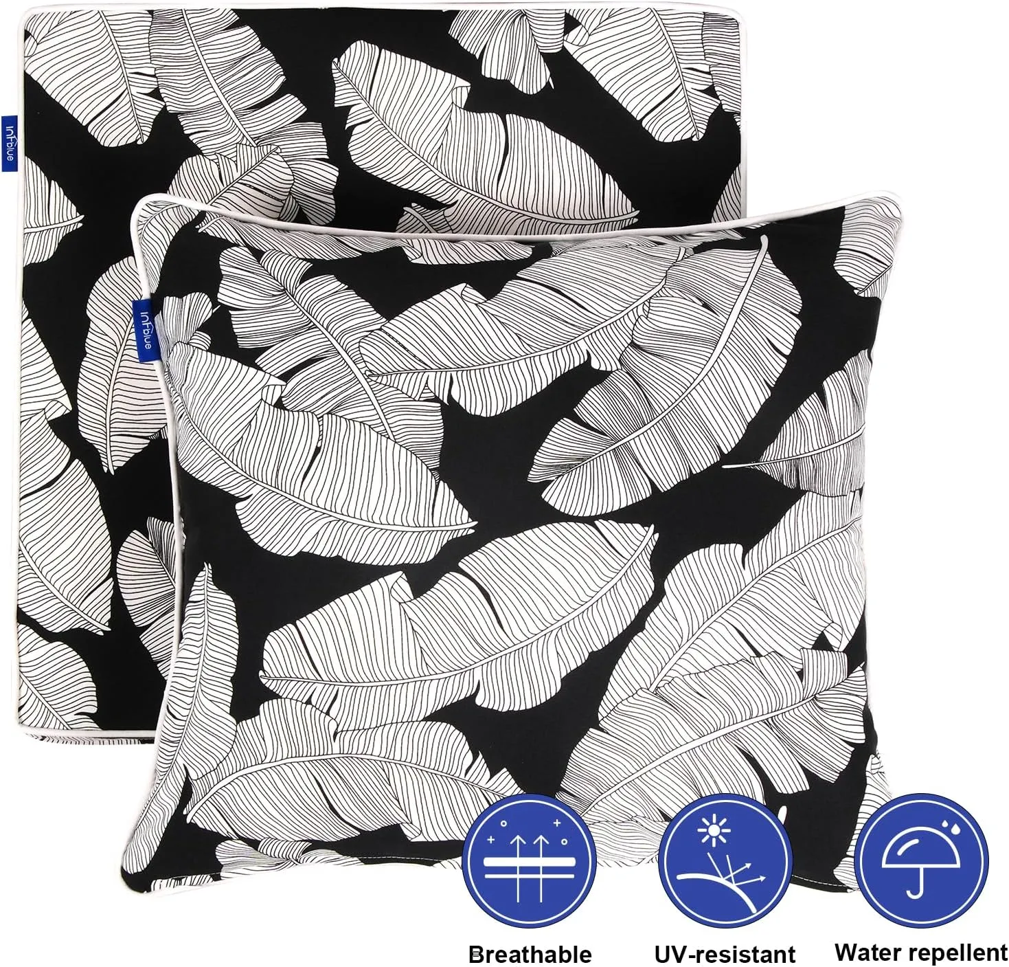 Deep Seat Cushions, Outdoor Cushions, Patio Furniture Cushions, Deep Seat & Back Cushion Patio Cushions with Rmoveable Cover for Backyard Couch Sofa Fade Resistant (19x19x3 in, Black Leaves)