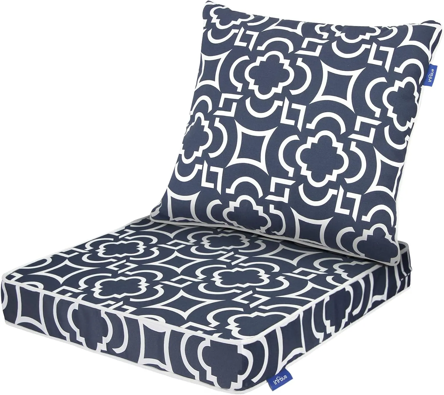 Deep Seat Cushions, Outdoor Cushions, Patio Furniture Cushions, Deep Seat & Back Cushion Patio Cushions with Rmoveable Cover for Backyard Couch Sofa Fade Resistant (22x24x4 in, Blue Geometry)