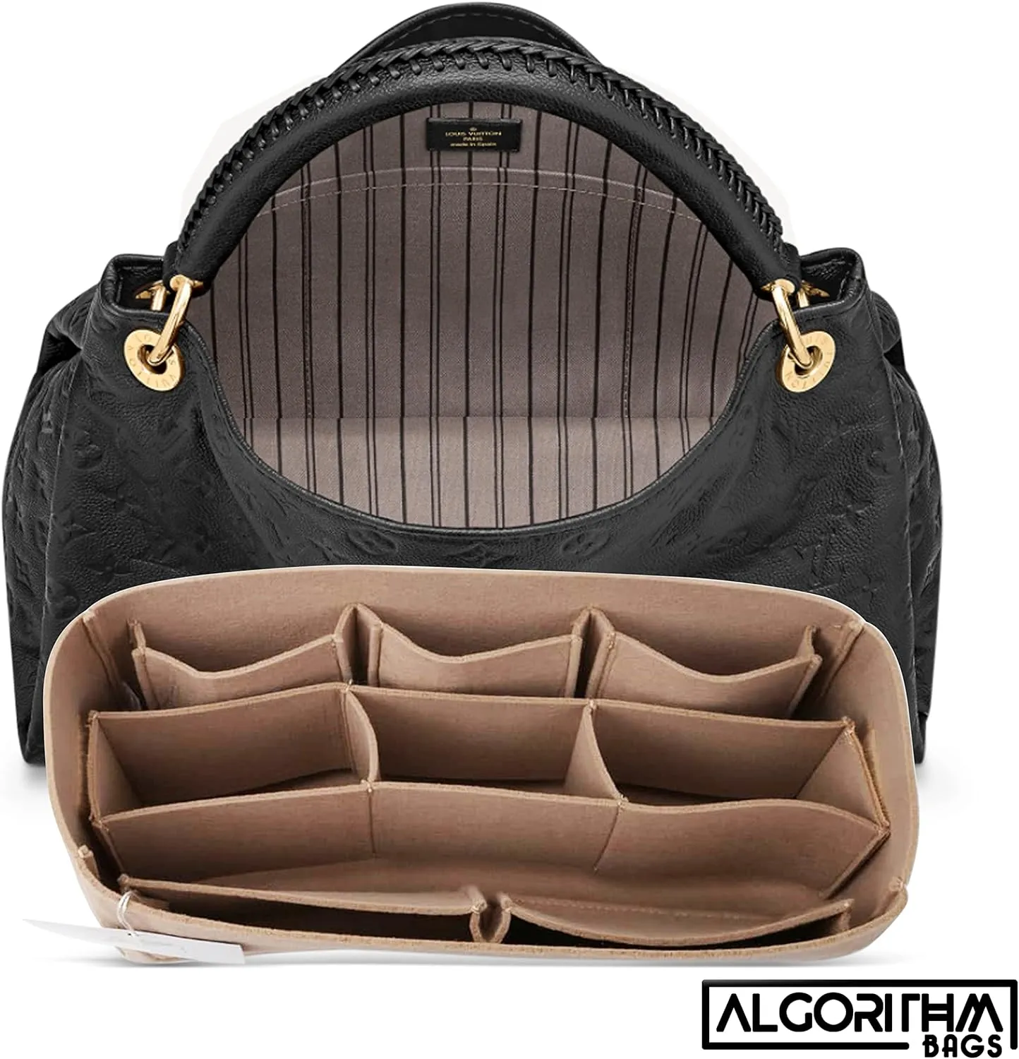 Designed for LV Artsy MM GM | Luxury Purse Organizer Insert, 2.5mm Felt Beige Liner Shaper (Taupe, MM)