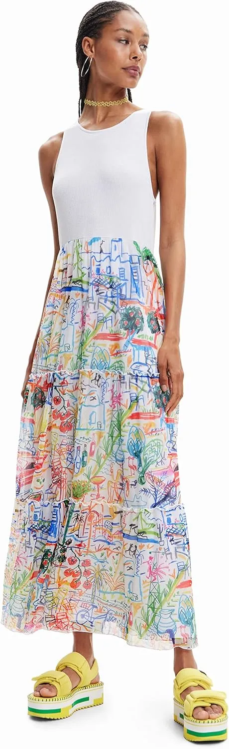 Desigual Women's Long Combination Tulle Dress