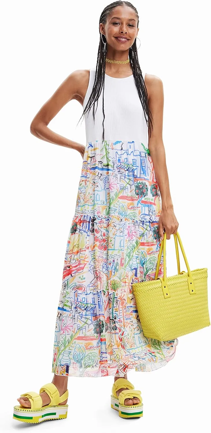 Desigual Women's Long Combination Tulle Dress