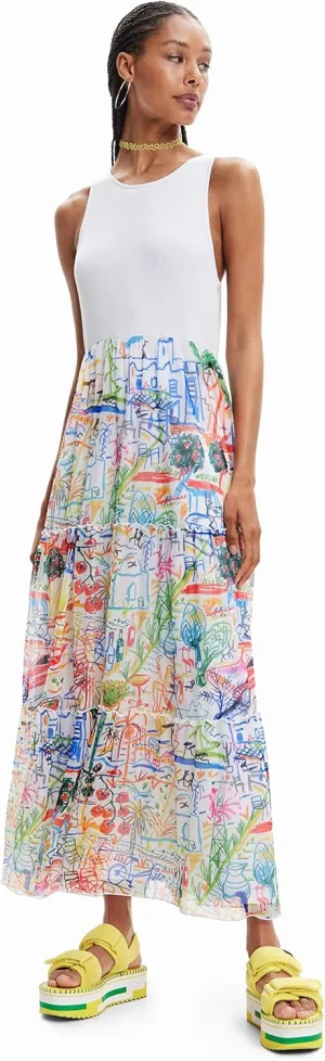 Desigual Women's Long Combination Tulle Dress