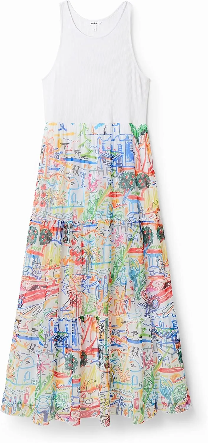 Desigual Women's Long Combination Tulle Dress