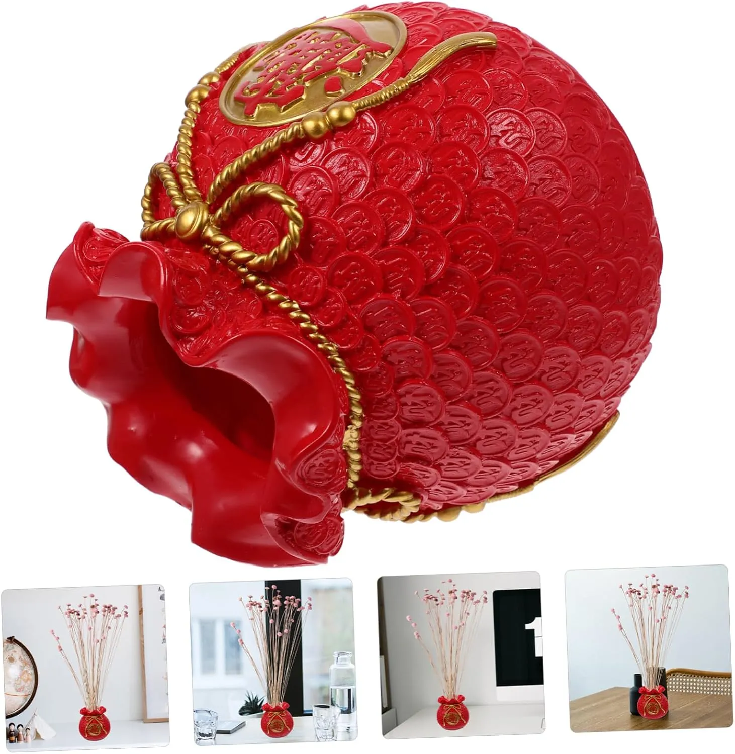 Desktop Vase Money Bag Design Resin Luck-Bag Decor Year Flower Vase for Home Decoration