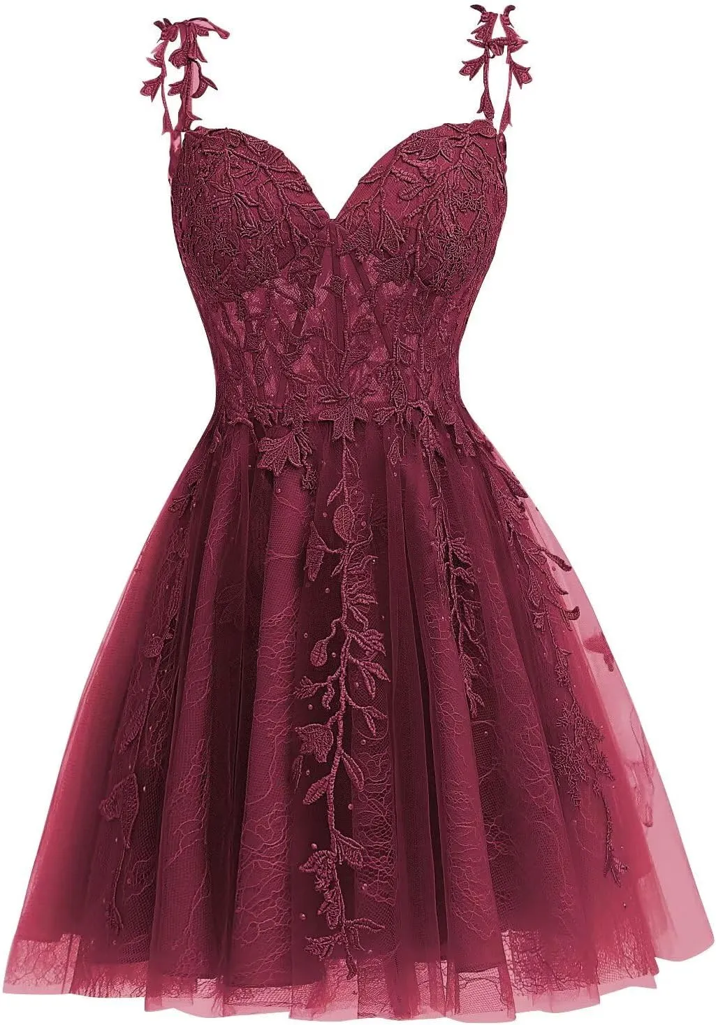 Dessiny Junior's Spaghetti Straps Short Prom Dresses Lace for Teens 2024 Tulle Homecoming Dress Cocktail Gowns DE04