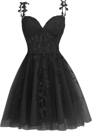 Dessiny Junior's Spaghetti Straps Short Prom Dresses Lace for Teens 2024 Tulle Homecoming Dress Cocktail Gowns DE04