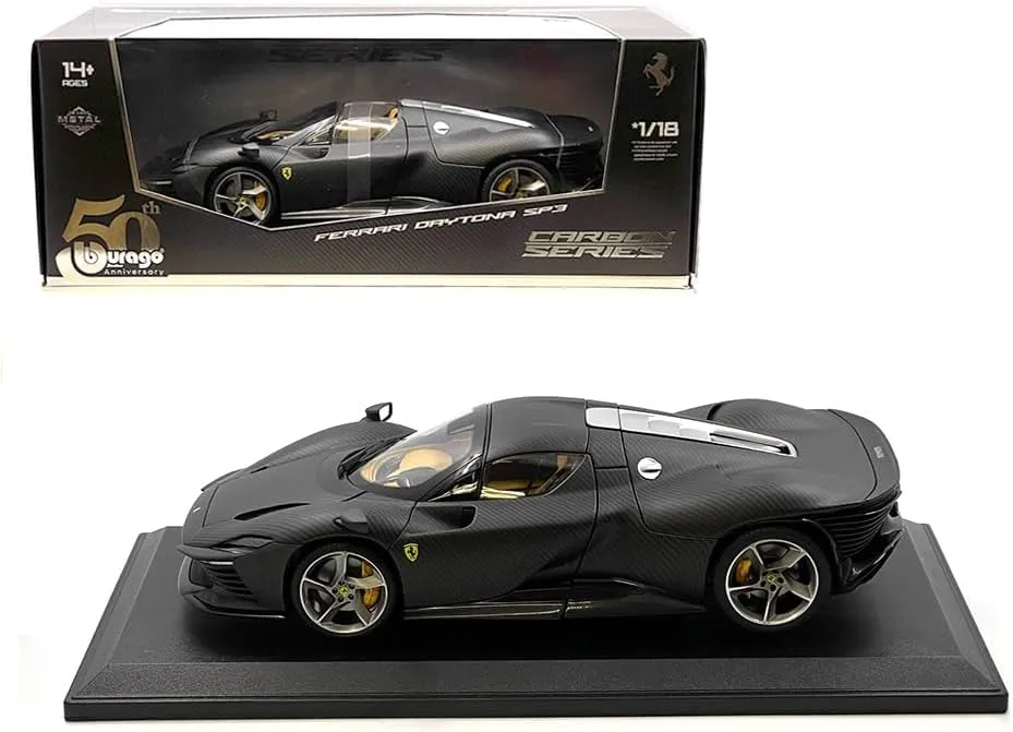 Diecast Collectibles Model Car Compatible with Bburago 1:18 Ferrari Daytona SP3 Carbon Fiber Carbon Series - 50th Anniversary Limited Edition BB18-16921