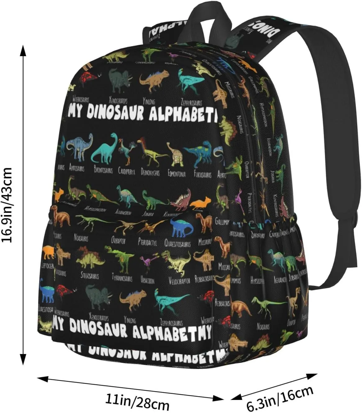 Dinosaur Alphabet Types Of Dinosaur Laptop Backpack Shoulder Bag Laptop Pack Travel Backpacks Commuter Back Pack Casual Daypack Bags With Side Pockets