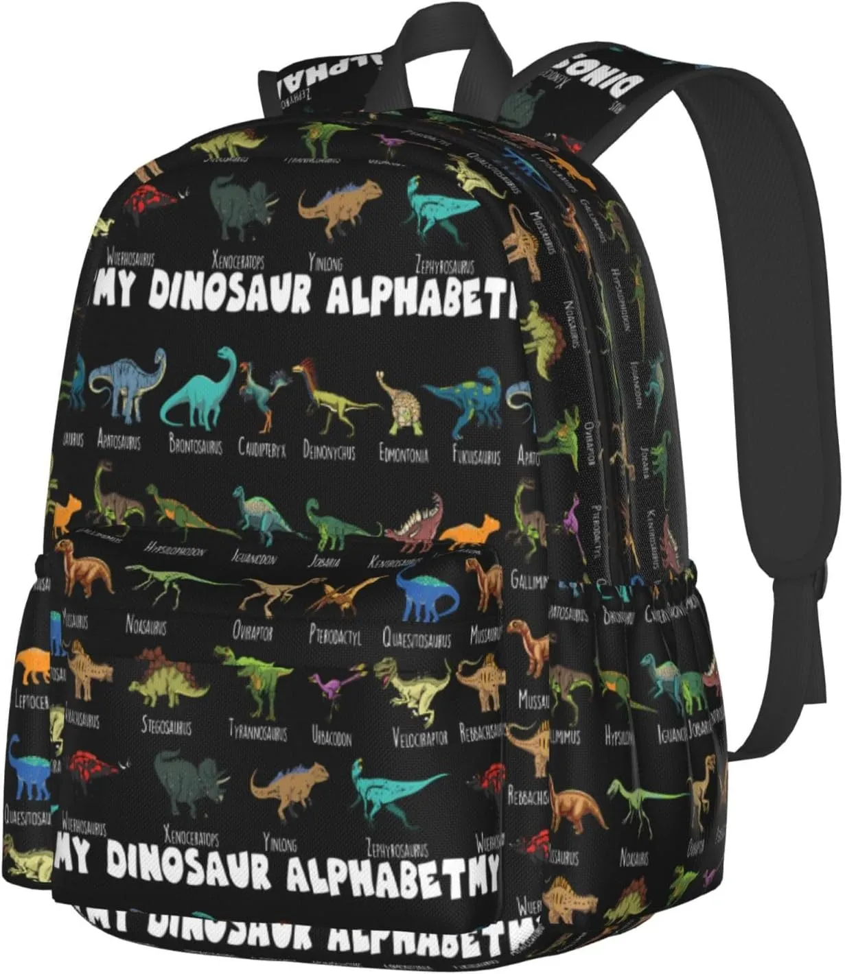 Dinosaur Alphabet Types Of Dinosaur Laptop Backpack Shoulder Bag Laptop Pack Travel Backpacks Commuter Back Pack Casual Daypack Bags With Side Pockets