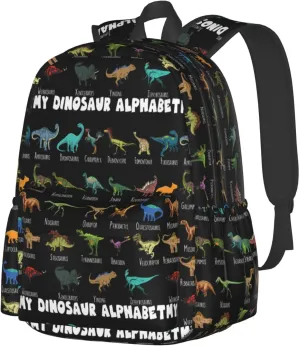 Dinosaur Alphabet Types Of Dinosaur Laptop Backpack Shoulder Bag Laptop Pack Travel Backpacks Commuter Back Pack Casual Daypack Bags With Side Pockets