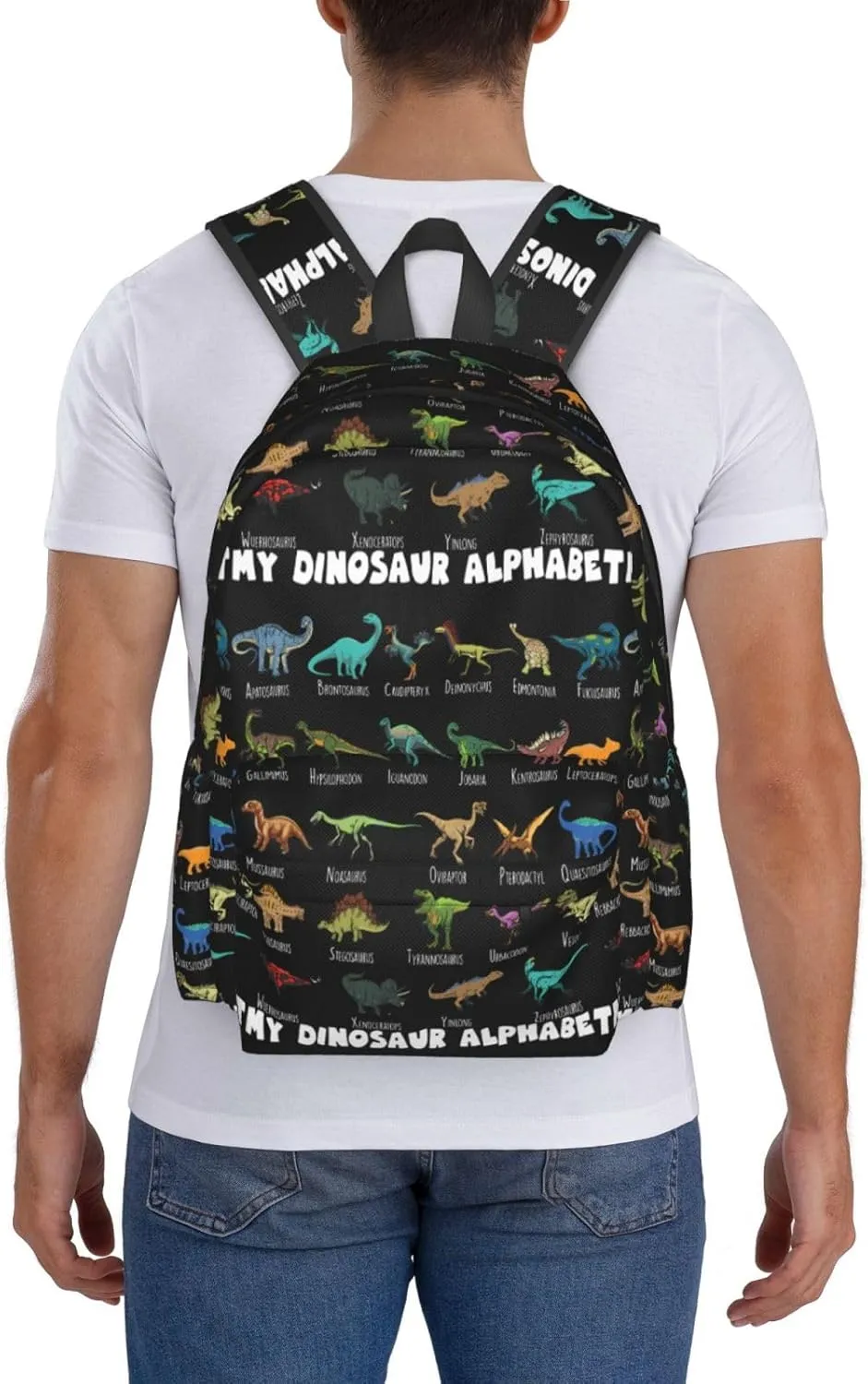 Dinosaur Alphabet Types Of Dinosaur Laptop Backpack Shoulder Bag Laptop Pack Travel Backpacks Commuter Back Pack Casual Daypack Bags With Side Pockets