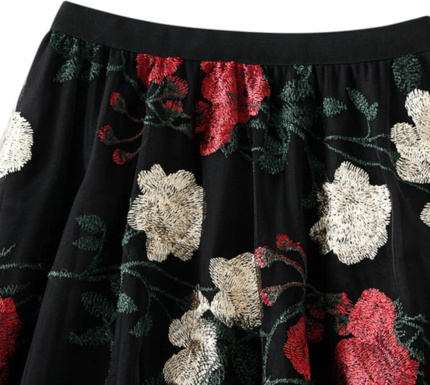 Dirholl Women's A-Line Fairy Elastic Waist Polyester Spandex Midi Skirt