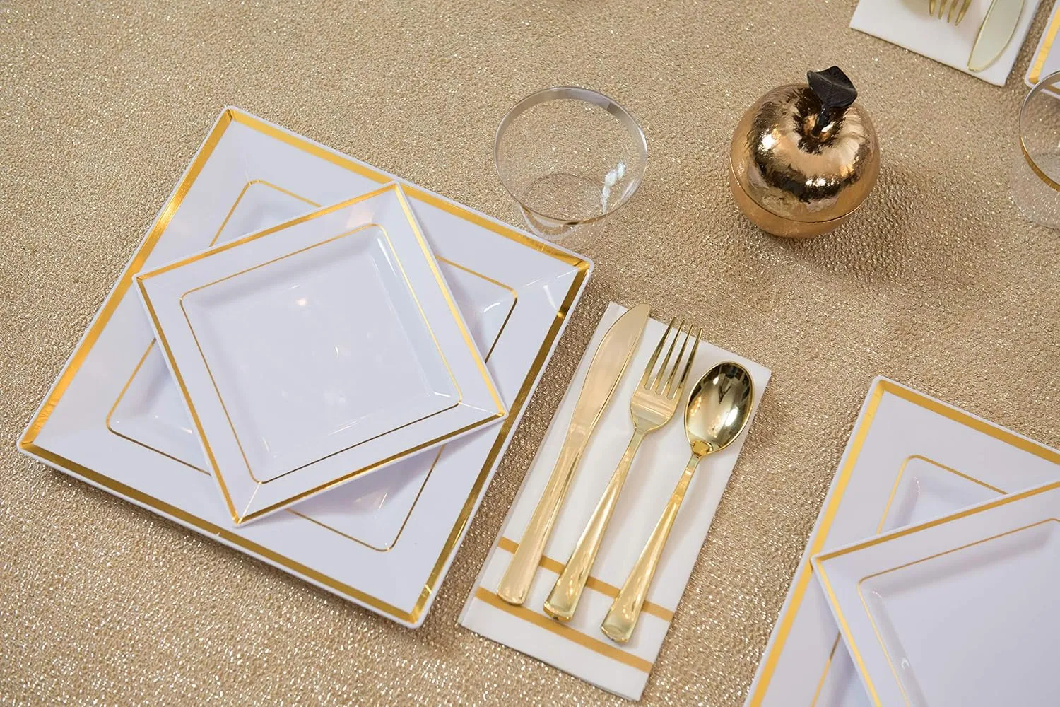 Disposable Hand Towels for Bathroom, Gold Design 200 Disposable Linen-Feel Guest Towels – Formal Dinner, Wedding Napkins for Tables, and Restrooms - 8.5x4-Inches Folded 12x16.5-inches unfolded,