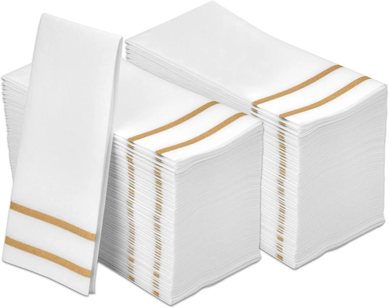 Disposable Hand Towels for Bathroom, Gold Design 200 Disposable Linen-Feel Guest Towels – Formal Dinner, Wedding Napkins for Tables, and Restrooms - 8.5x4-Inches Folded 12x16.5-inches unfolded,
