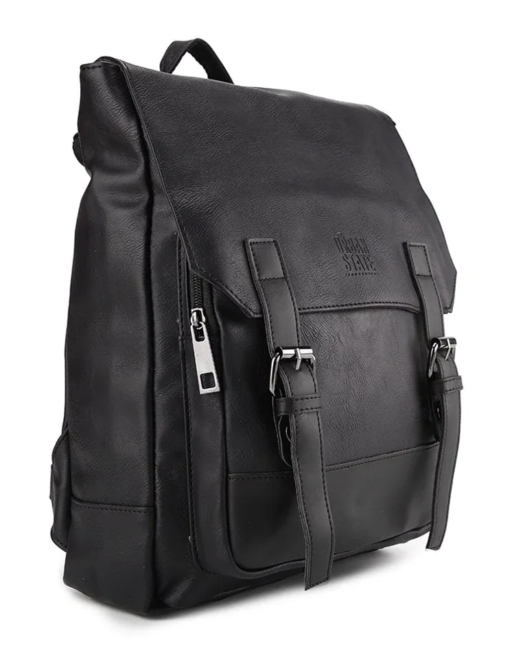 Distressed Leather Relay Backpack - Black