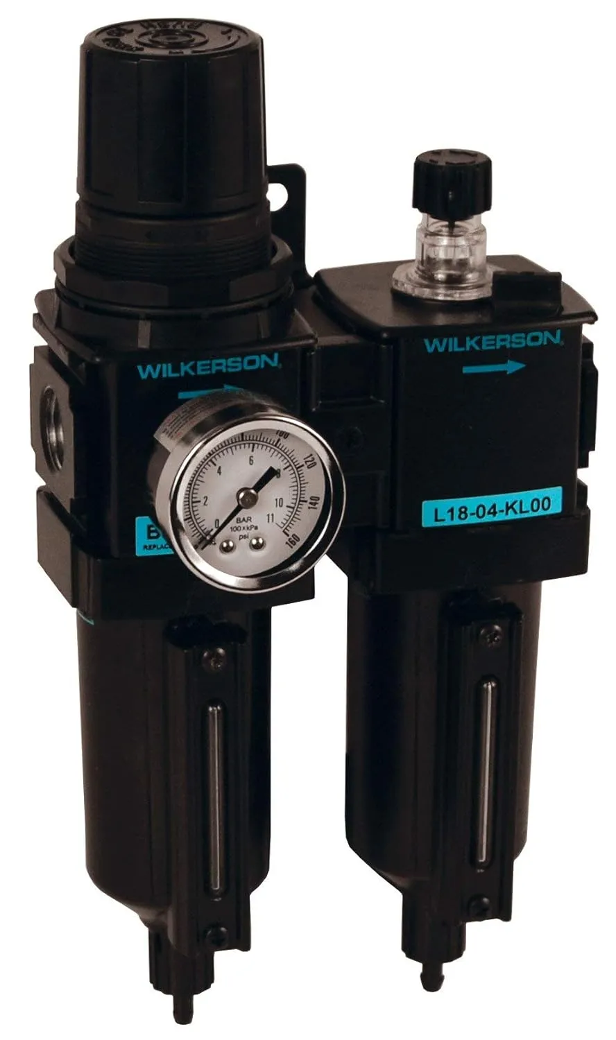 Dixon D28-06MMB Wilkerson D28 3/4" Combination Unit, Metal Bowl with Sight Glass, Manual Drain, Metal/Plastic