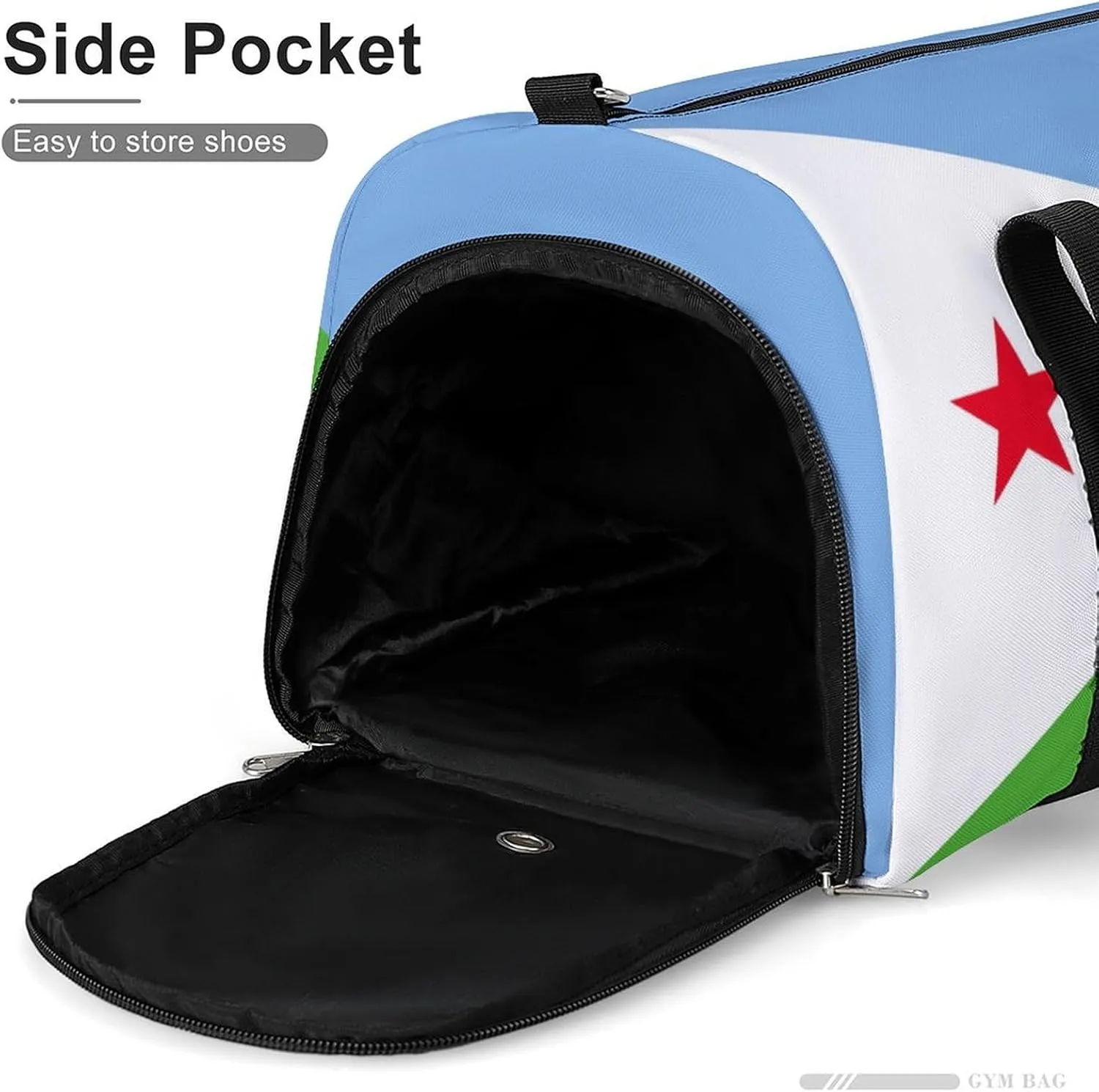 Djibouti Flag Gym Bag with Shoe Compartment and Wet Pocket Travel Duffel for Sports